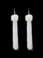 Romwe White Long Rope Tassel Drop Earrings Bohemian