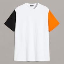 Romwe Guys Neon Colorblock Short Sleeve Top