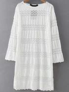 Romwe Bell Sleeve Lace White Dress
