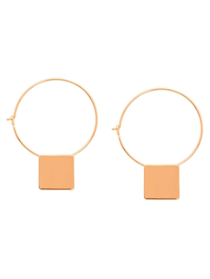 Romwe Gold Square Metal Sheet Earrings
