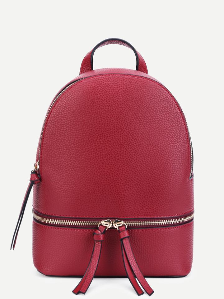 Romwe Double Zipper Front Pu Backpack