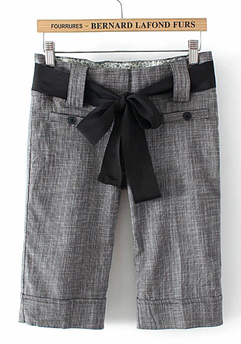 Romwe Belt Pockets Half Pant