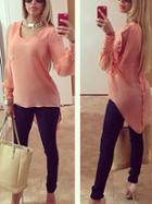 Romwe Split Sleeve High Low Buttons Blouse
