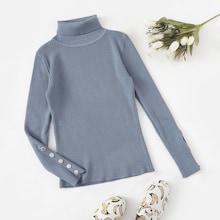 Romwe Button Detail Rib Knit Trim Solid Jumper