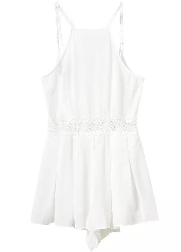 Romwe Spaghetti Strap With Lace Backless Jumpsuit