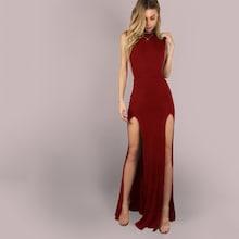 Romwe Mesh Back Double Slit Maxi Dress