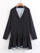 Romwe Dot Print Drop Waist Shirt Dress
