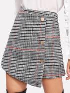Romwe Glen Plaid Overlap Skirt