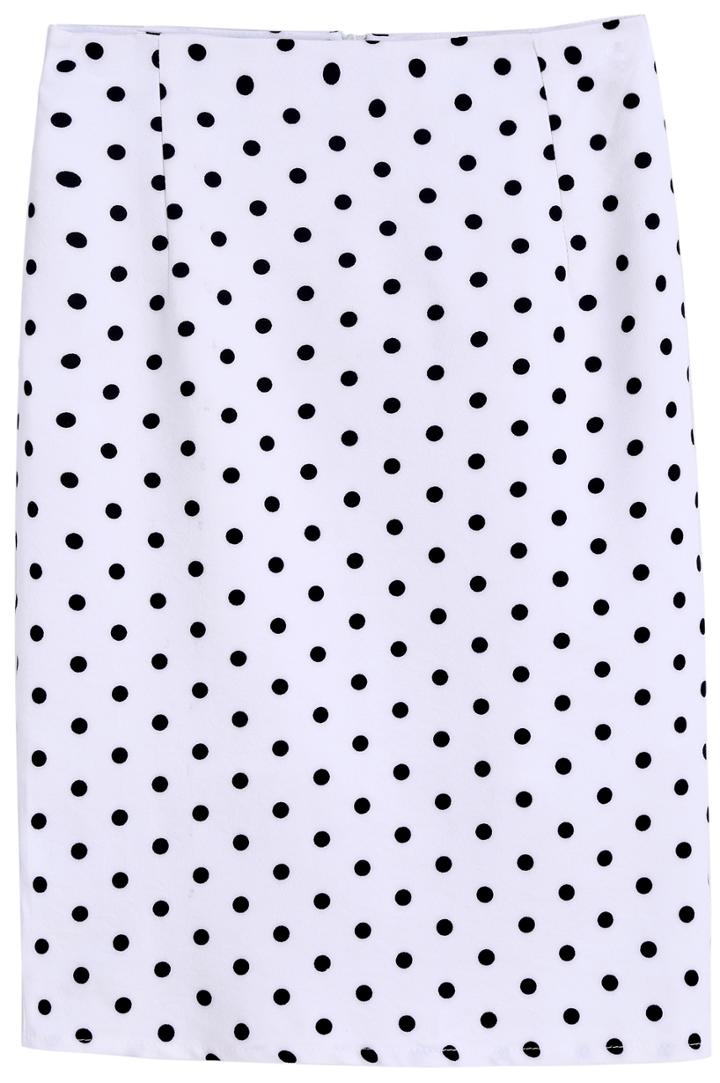 Romwe White Polka Dot Bodycon Skirt