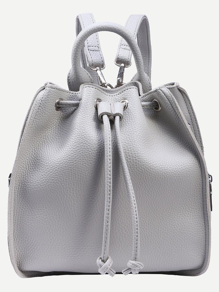 Romwe Grey Multiway Drawstring Bucket Backpack