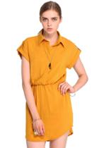 Romwe Romwe Elastic Yellow Shirt Dress