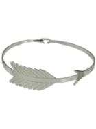 Romwe Silver Simple Leaf Shape Metal Bracelet For Women