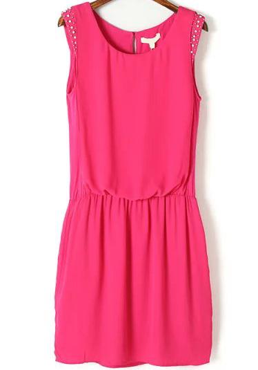 Romwe With Bead Elastic Waist Dress