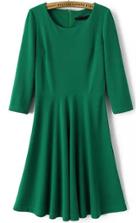 Romwe Green Fitted Pleated Dress