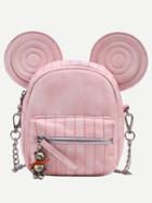 Romwe Pink Topstitch Mouse Shaped Crossbody Bag