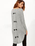 Romwe Grey Marled Knit Bow Back High Low T-shirt