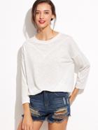 Romwe White Dropped Shoulder Seam T-shirt