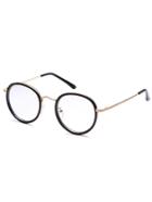 Romwe Black Plastic Frame Metal Arm Round Glasses