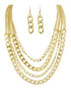 Romwe Punk Plated Chain Necklace Long Earrings Fashion Jewelry Set