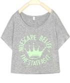 Romwe Grey Short Sleeve Imperial Crown Print T-shirt