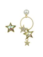 Romwe Asymmetrical Circle Star Earrings Hanging Earring