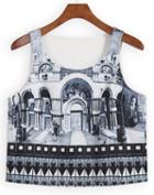 Romwe Scoop Neck Building Print Tank Top