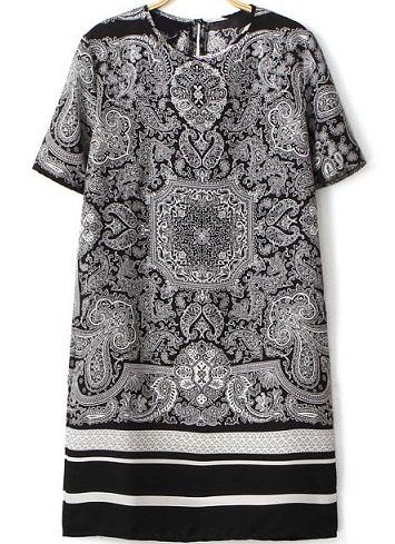 Romwe Vintage Floral Straight Dress