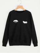 Romwe Blink One Eye Print Sweatshirt