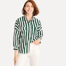 Romwe Single Breasted Striped Blouse