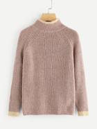 Romwe Contrast Trim Raglan Sleeve Sweater