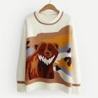 Romwe Drop Shoulder Bear Pattern Jumper
