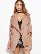 Romwe Pink Oversized Collar Double Breasted Cropped Trench Coat