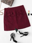 Romwe Dual Pocket Bow Front Skirt