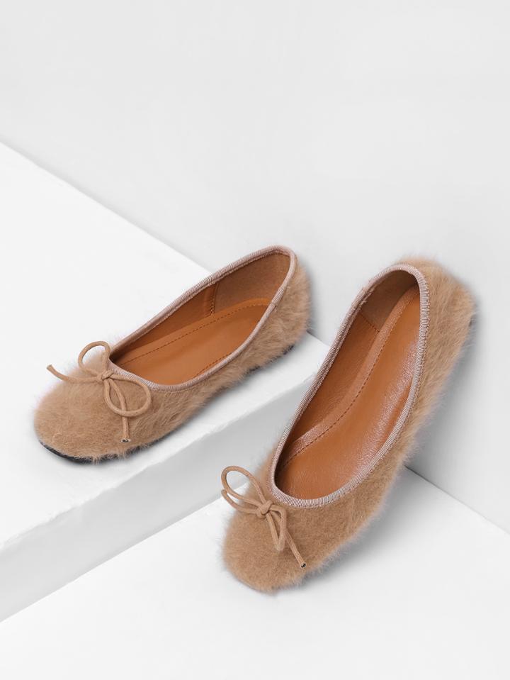 Romwe Bow Tie Detail Ballet Flats