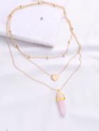 Romwe Gold Heart Pendant Layered Chain Necklace