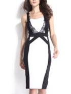 Romwe Color-block Sleeveless Contrast Lace Slim Dress