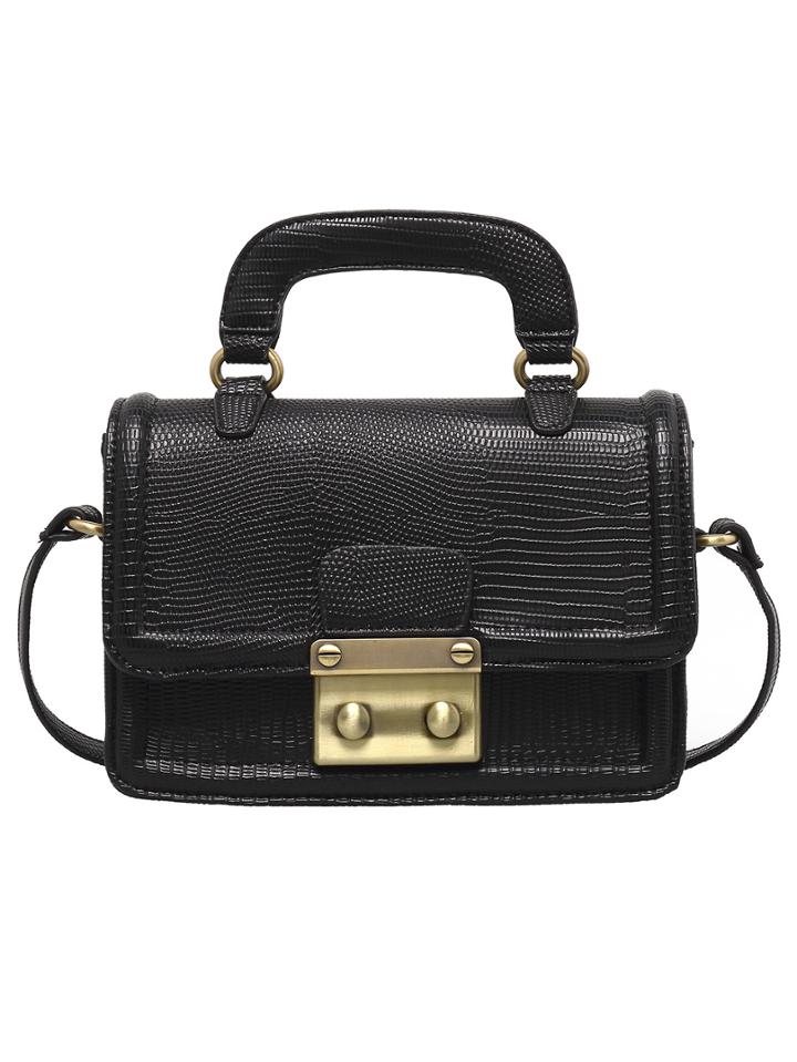 Romwe Black Metallic Embellished Pu Bag