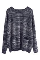 Romwe Pocketed Batwing Loose Jumper