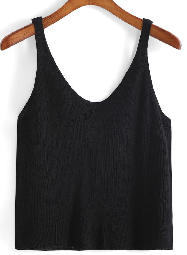 Romwe V Neck Knit Tank Top