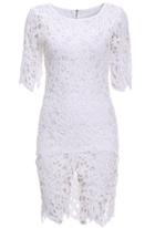 Romwe Lace Embroidered  Hollow Bodycon Dress