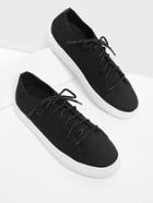 Romwe Knit Design Lace Up Sneakers