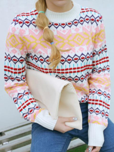 Romwe Geometric Print Women Jumper