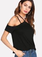 Romwe Strappy Cold Shoulder T-shirt