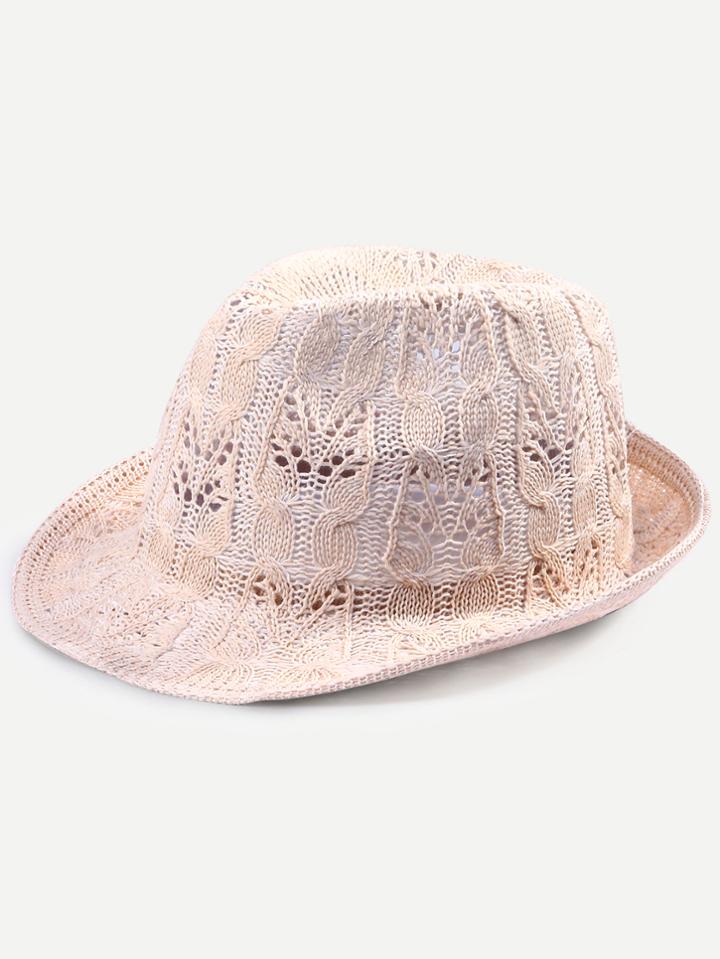 Romwe Beige Knitted Fedora Hat