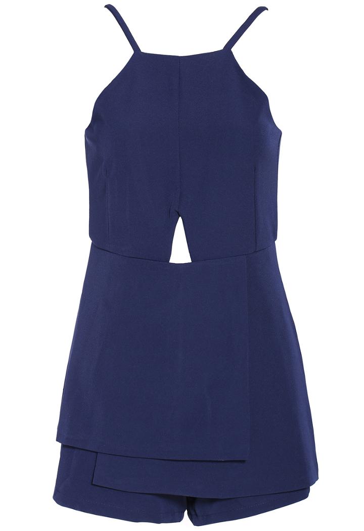 Romwe Spaghetti Strap Asymmetrical Jumpsuit