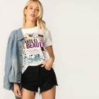 Romwe Mixed Print Round Neck Tee