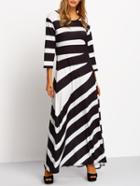 Romwe Striped Long Sleeve Maxi Dress