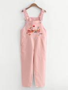 Romwe Tetris Embroidered Overall Pants