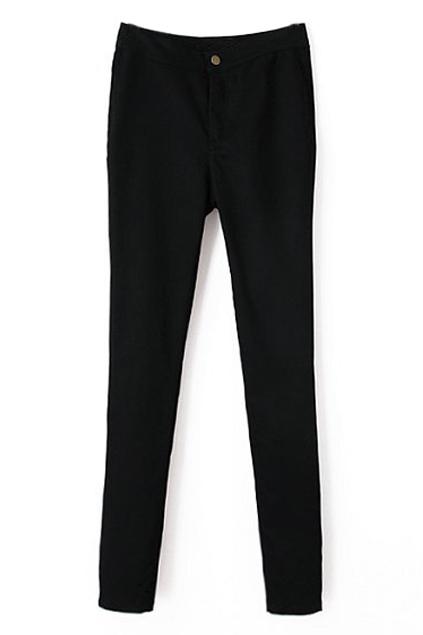 Romwe Romwe High-waisted Elastic Slim Black Pants