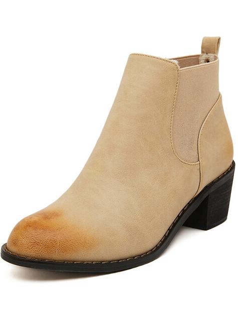 Romwe Apricot Brush Round Toe Boots